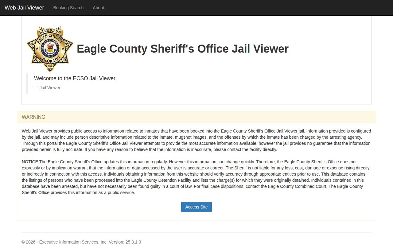 Eagle County released mugshots Web Jail Viewer source